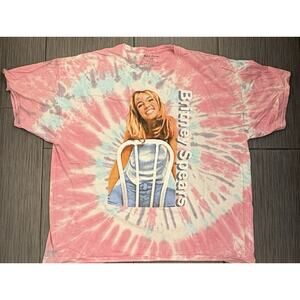 Britney Spears Women’s Pink/Blue Tie Dye T-shirt Portrait Short Sleeve Size 2X